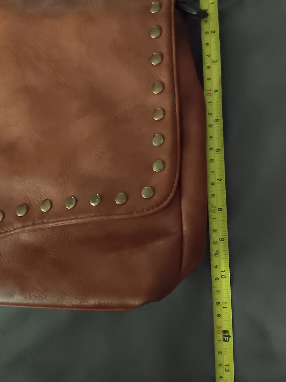 Brown Classic Studded Flap Satchel Boho Chic